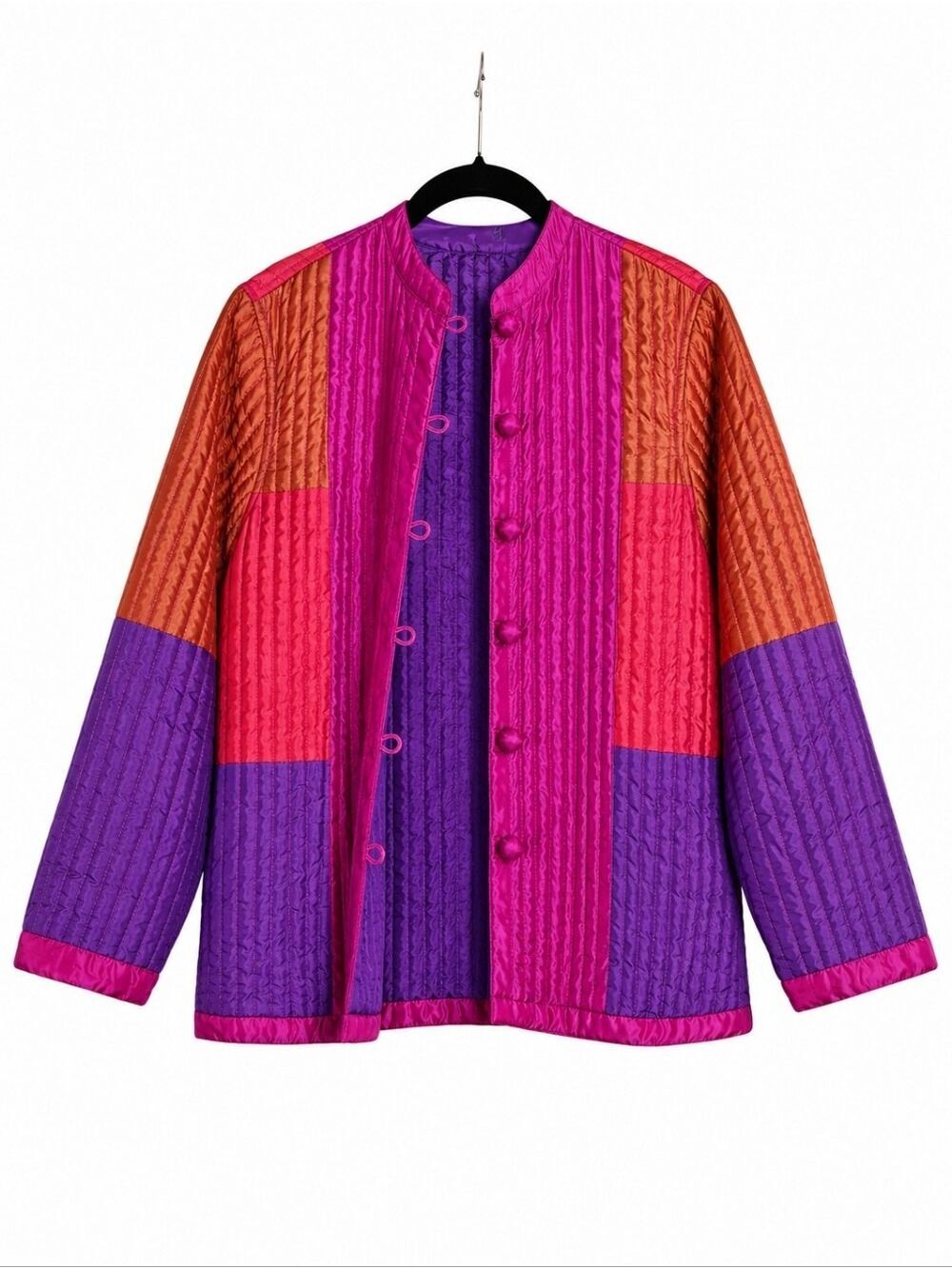 VINTAGE LATE 80s REVERSIBLE QUILTED PATCHWORK JACKET ICONIC LABEL PHOOL MEDIUM
